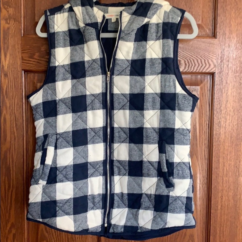 Hooded plaid vest